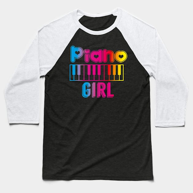 Piano Girl Baseball T-Shirt by Diannas